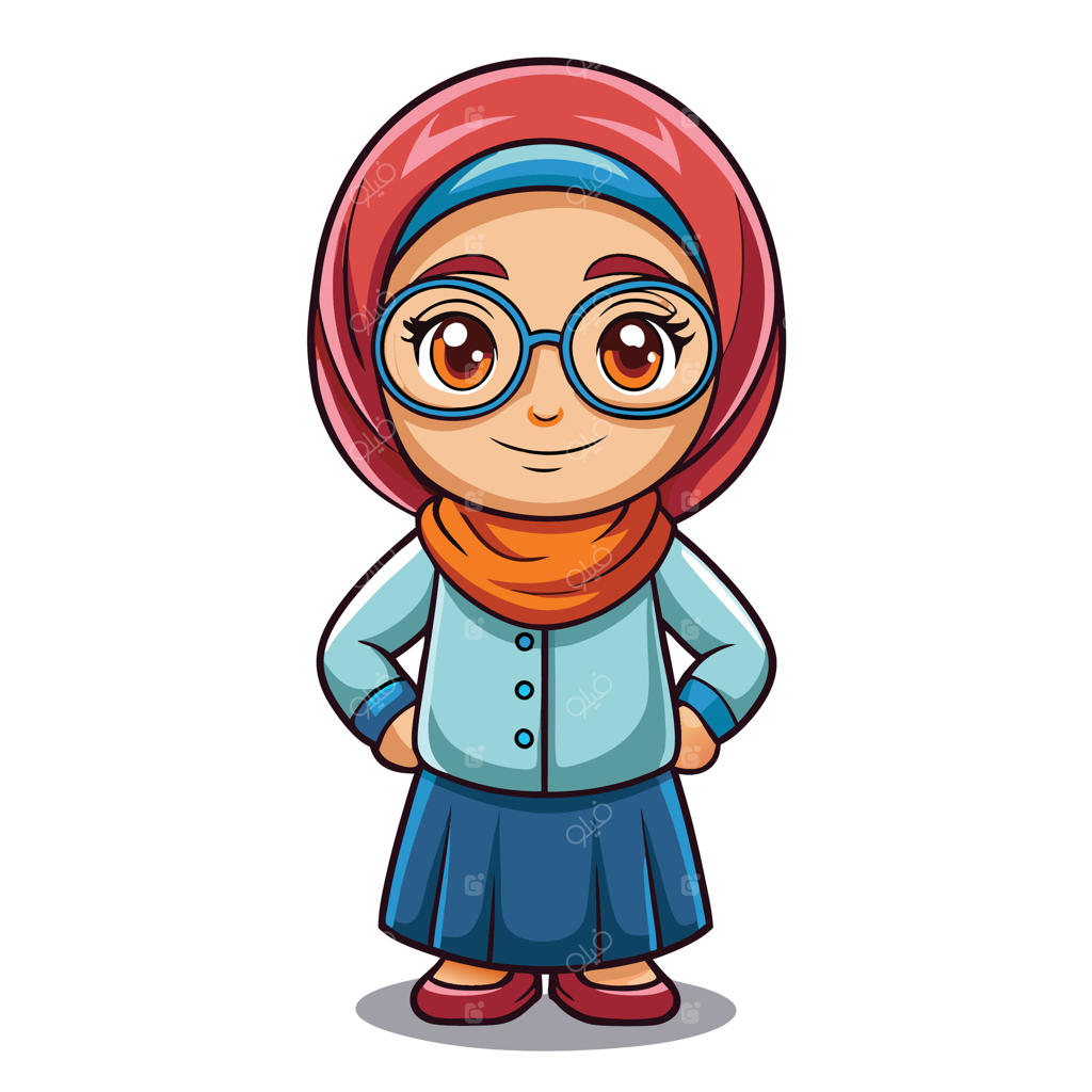 دختر کارتونی مسلمان با حجاب و عینک