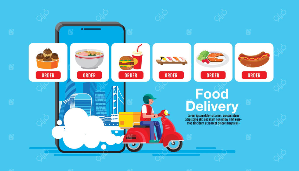 وکتور تحویل غذا با طراحی تخت