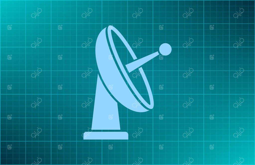 تصویرسازی وکتور نماد ماهواره در پس‌زمینه آبی با فرمت EPS 10