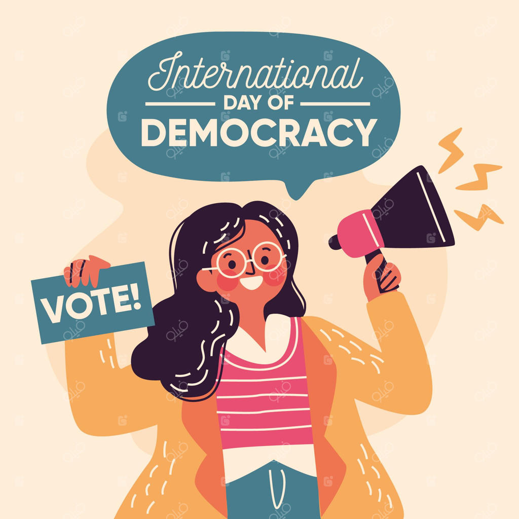 زن با بلندگو، روز دموکراسی