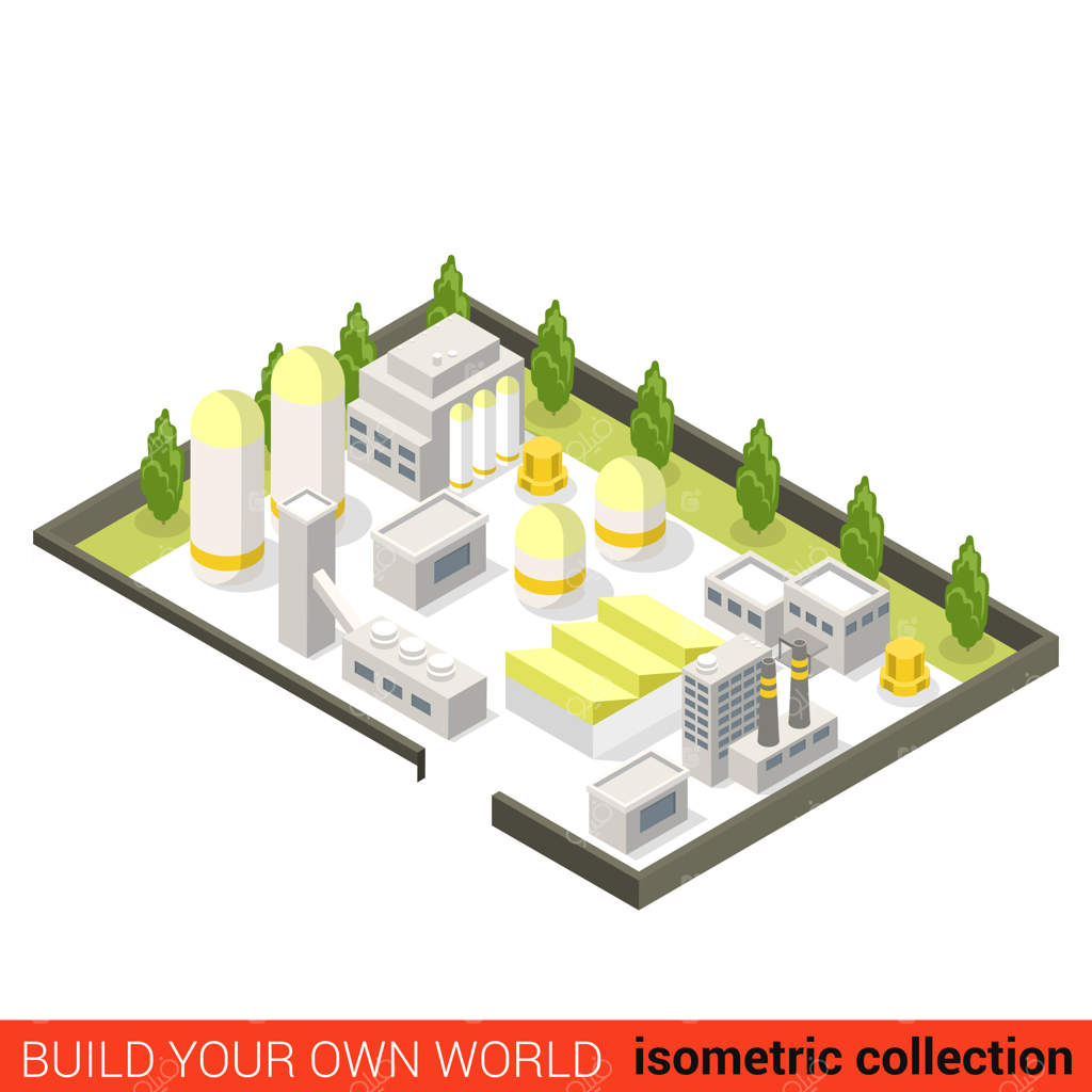 مجموعه اینفوگرافیک صنعتی: معادن و کارخانه‌ها در دنیای ایزومتریک