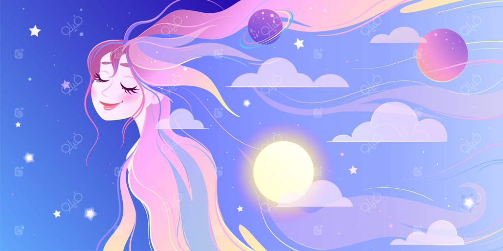 نقاشی دختر در حال طراحی آسمان