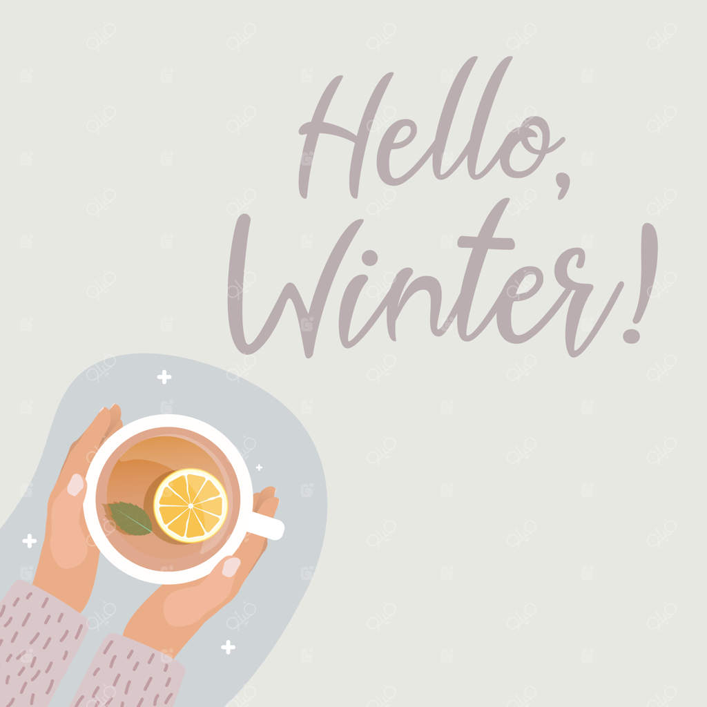 سلام به زمستان: دستی با فنجان چای داغ