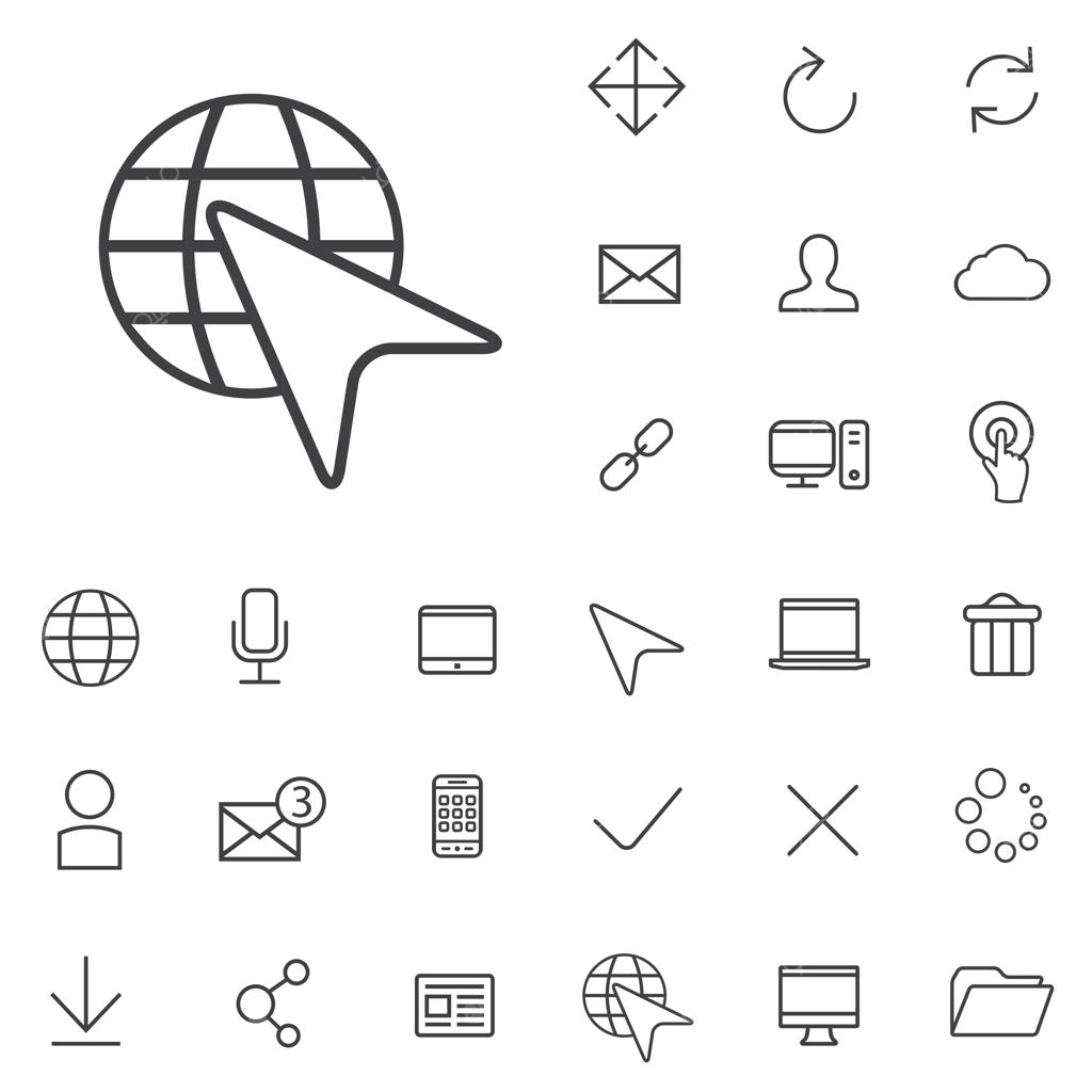 مجموعه آیکون‌های خطی، تخت و نازک طراحی وب