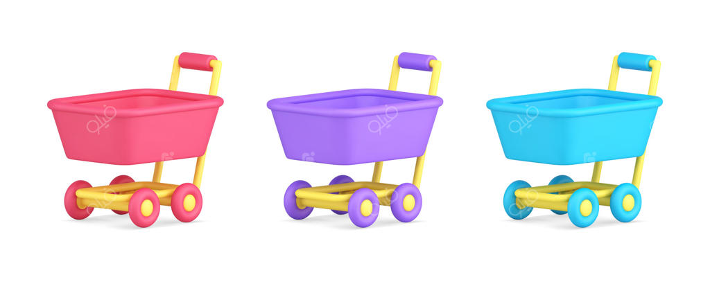 چرخ خرید فروشگاهی: نماد سه‌بعدی خرید تجاری، تخفیف و فروش ویژه