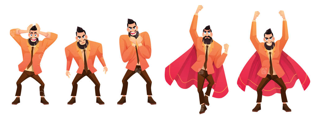 تصاویر مفهومی کسب‌وکار: شخصیت تاجر در لباس رسمی و شنل قرمز ابرقهرمان