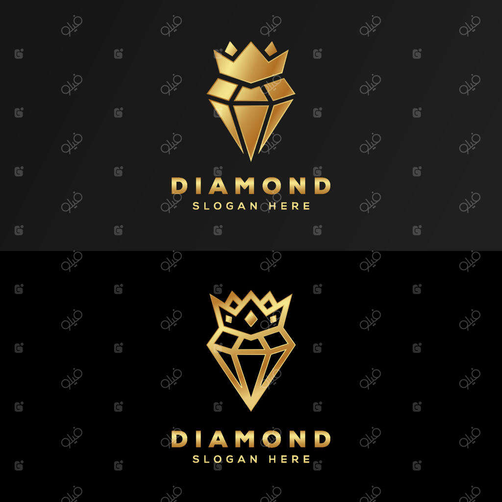 لوگوی طلایی و الماس لوکس و سلطنتی