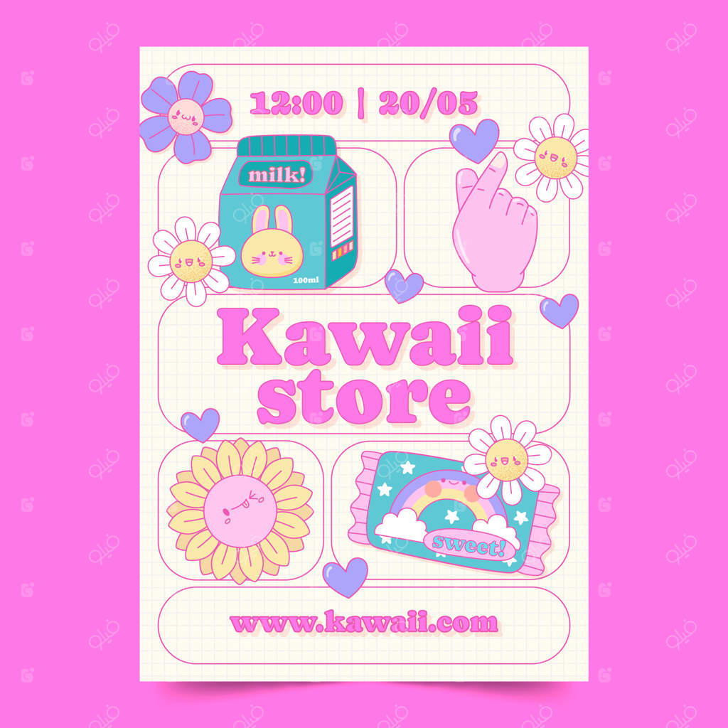 قالب پوستر دست‌ساز کاوایی