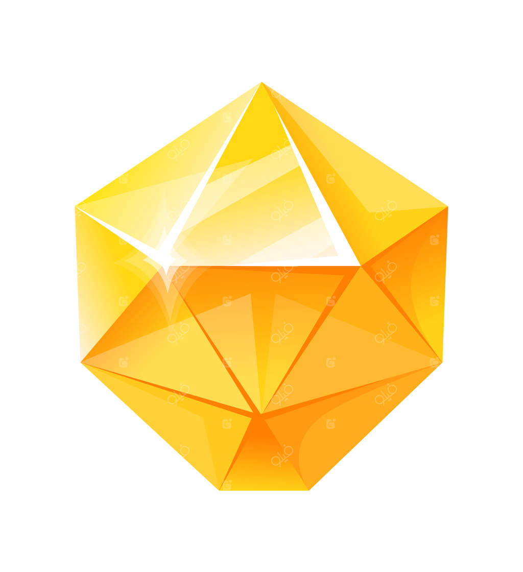 نماد کارتونی سنگ‌های جواهر تاپاز زرد فانتزی و راین‌استون برای موفقیت آنلاین، تصویر وکتور، با پس‌زمینه سفید