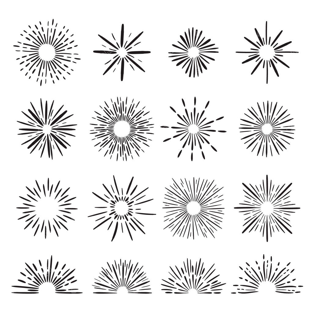 بسته‌ی طرح‌های شعاع خورشید دستی طراحی شده