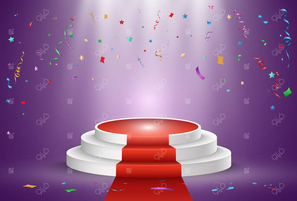 تصویرسازی برای برندگان جوایز: سکو یا نیمکت برای بزرگداشت برندگان جوایز.