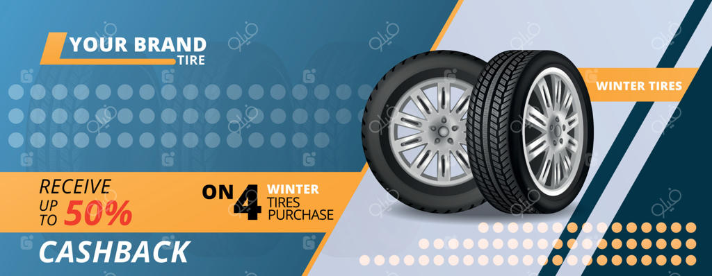بنر افقی واقع‌گرایانه برای تایرها
