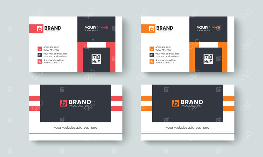 قالب طراحی کارت ویزیت شرکتی حرفه‌ای - طراحی خلاقانه برای کارت هویت، تماس، برندینگ و چیدمان طراحی لوازم تحریر.