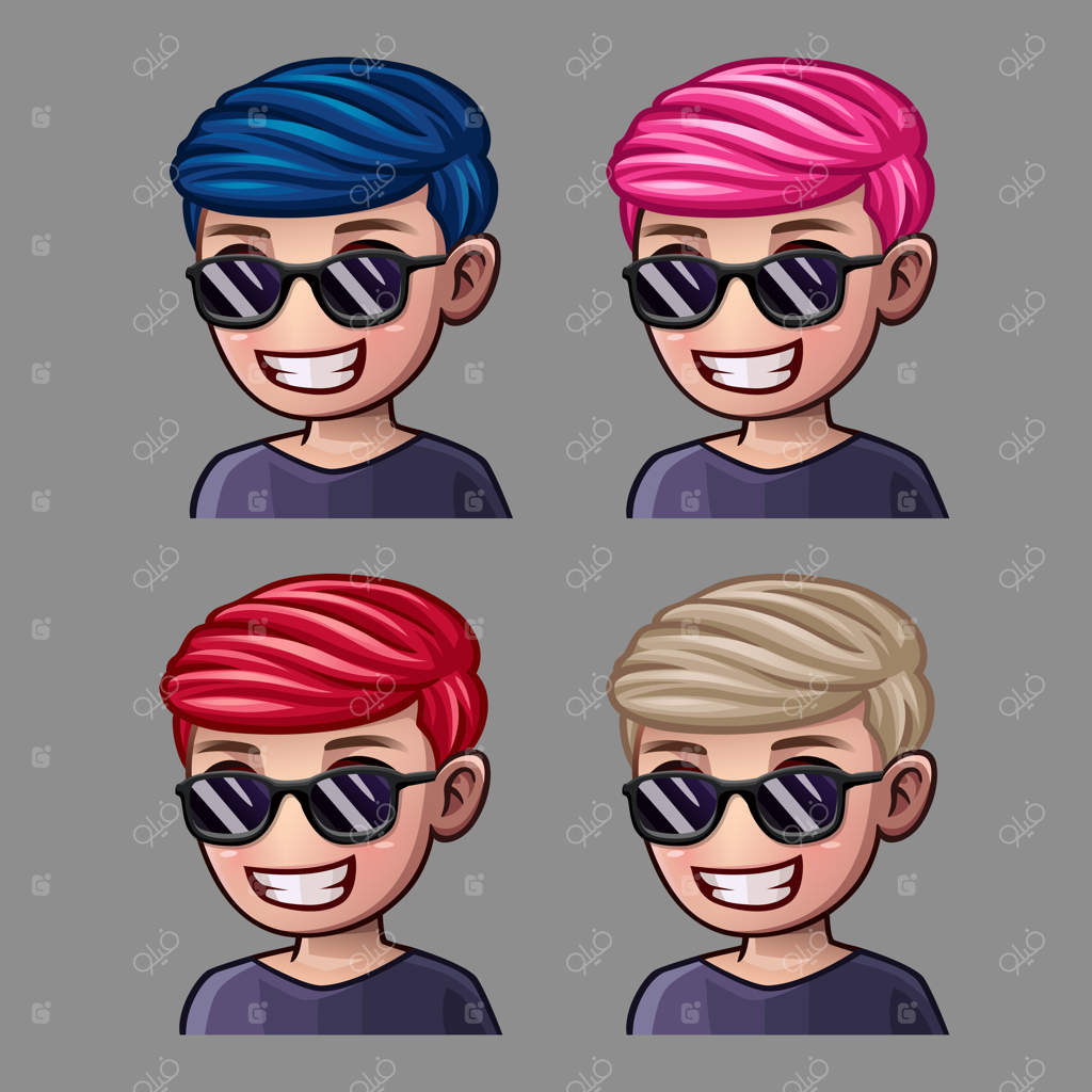 آیکون‌های احساسی؛ مرد خندان با عینک آفتابی برای شبکه‌های اجتماعی و استیکرها
