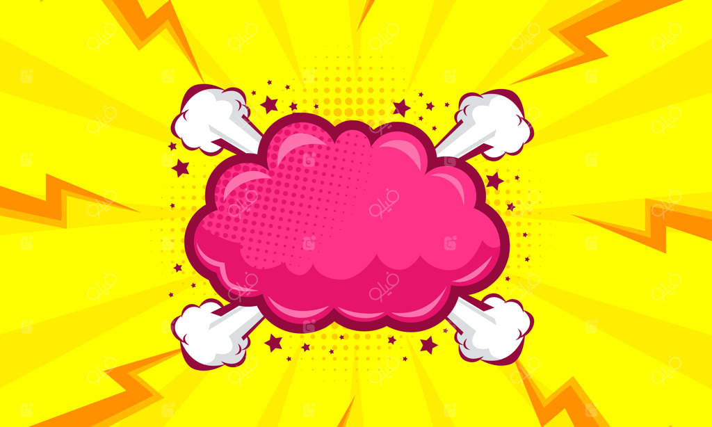 زمینه زرد کمیک با طرح ابر