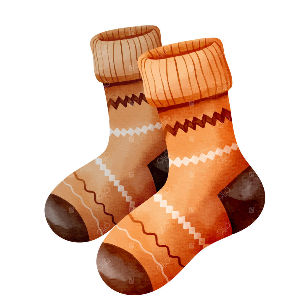 جوراب‌های بافتنی راحت آبرنگی. تصویر دستی مناسب برای طراحی پاییزه