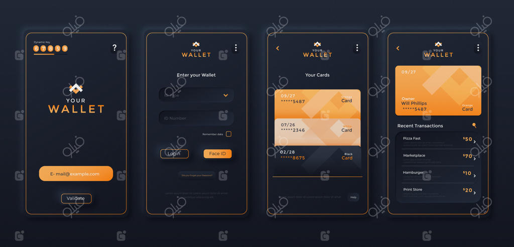 مجموعه دکمه‌های وب با رنگ‌های گرادیانت متنوع