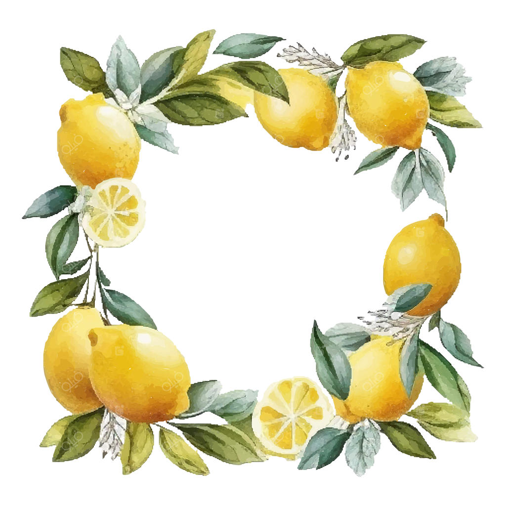 قاب نقاشی لیمو با آبرنگ دست‌ساز روی پس‌زمینه سفید - تصویر وکتور