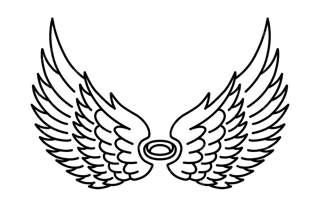 وکتور رایگان بال‌های فرشته به سبک خطی