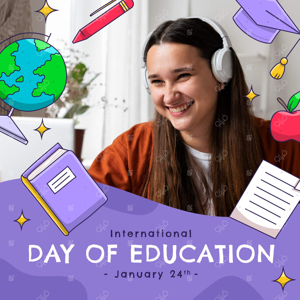 تصویرسازی تخت برای جشن روز جهانی آموزش