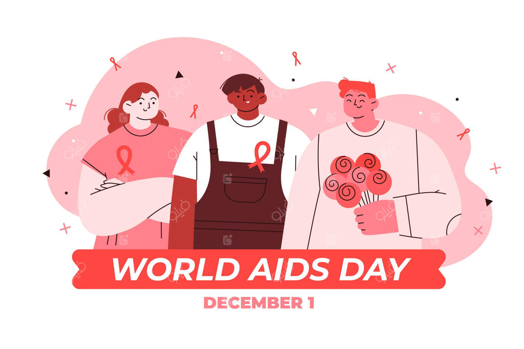 تصویرسازی دستی و تخت برای روز جهانی ایدز