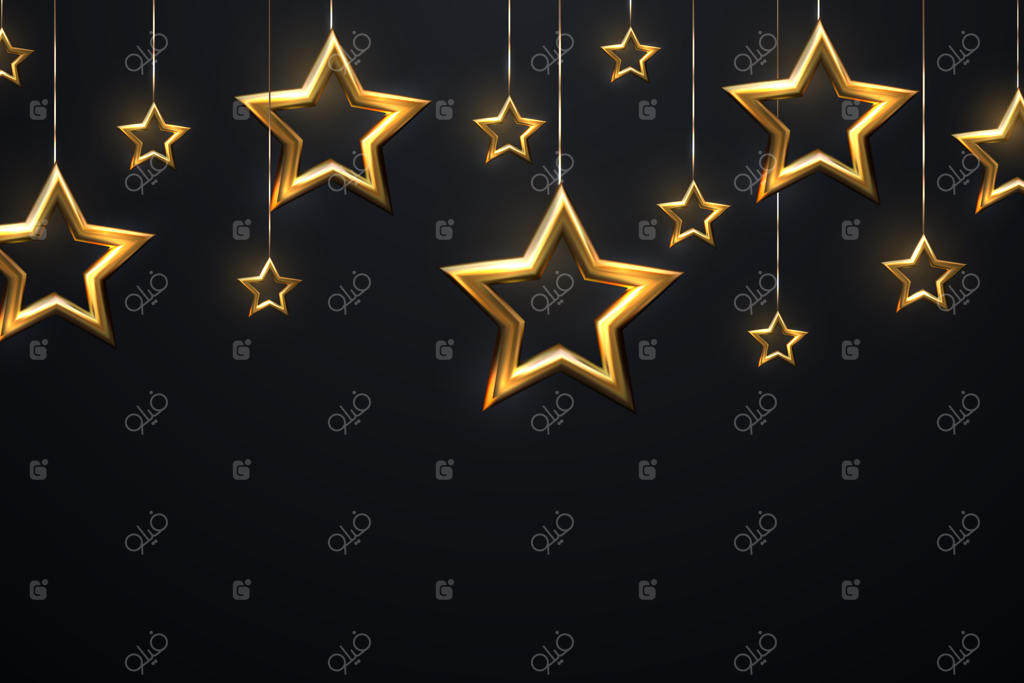 ستارگان طلایی آویزان و درخشان