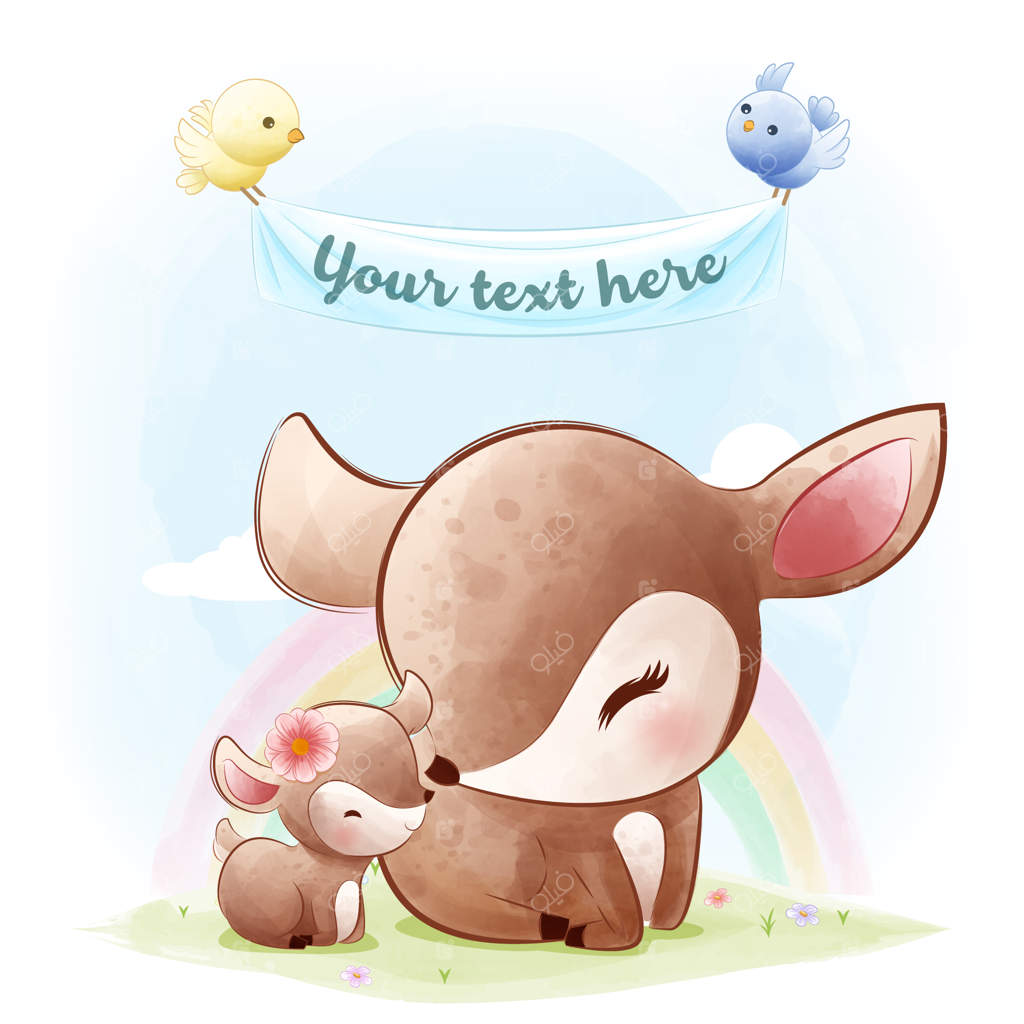 تصویرسازی حیوانات برای سیسمونی: مادر و گوزن کوچک بانمک