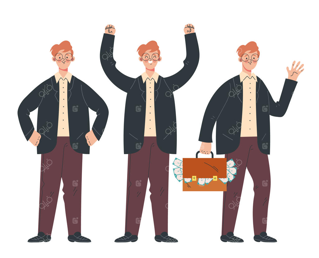 مجموعه شخصیت‌های تاجر با حرکات مختلف