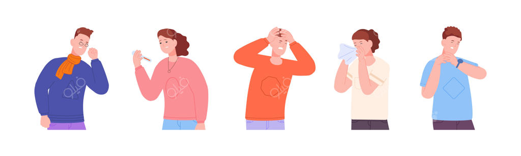 بیماری‌های فصلی بزرگسالان: سرماخوردگی، سردرد، سرفه و تب. شرایط دردناک مردان و زنان در زمان سرماخوردگی و آنفولانزا.