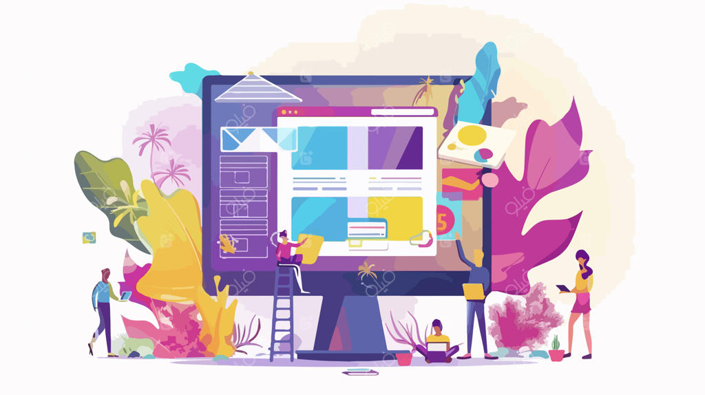 تصویرسازی خلاقانه لندینگ پیج طراحی سایت با آدمک‌های کوچک