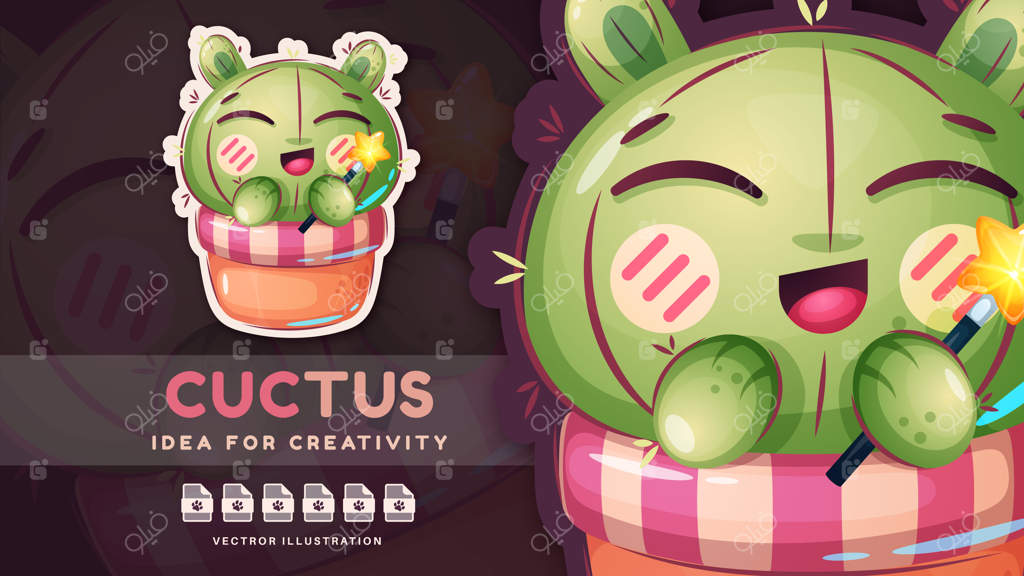 شخصیت کارتونی گربه با چوب جادویی - برچسب بامزه