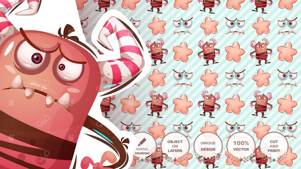 پترن یکپارچه هیولای شیطان ترسناک هالووین