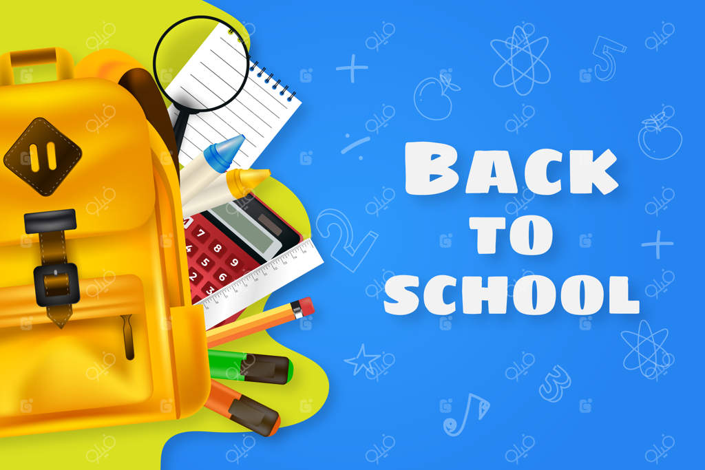 پس‌زمینه‌ واقع‌گرایانه بازگشت به مدرسه با لوازم تحریر