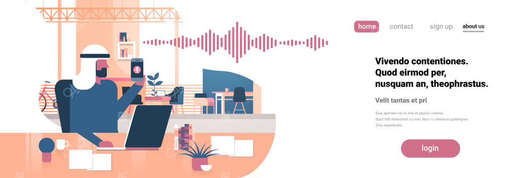 بیلبورد بازرگان عرب در حال مکالمه با گوشی هوشمند