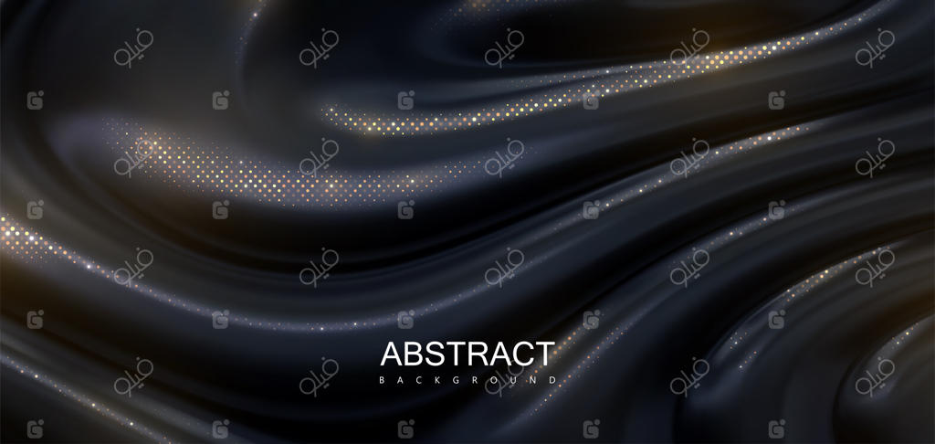 پس‌زمینه انتزاعی ماده سیاه در حال چکه با اکلیل‌های طلایی درخشان