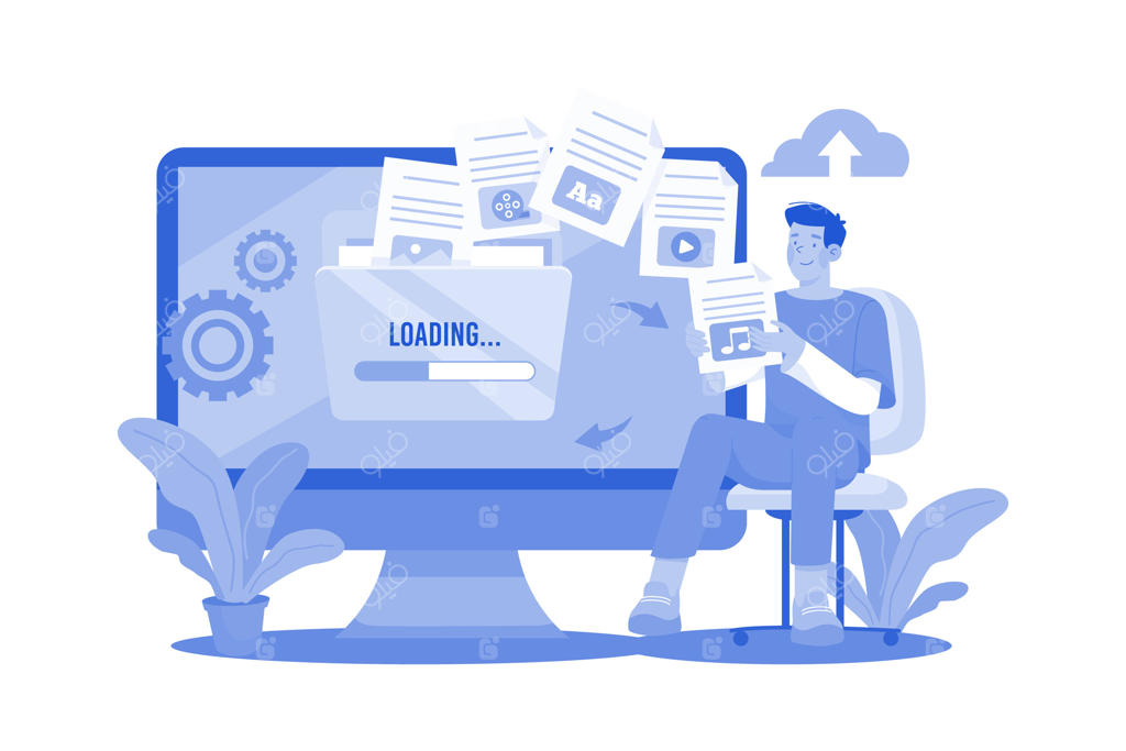 تصویرسازی مفهومی انتقال داده با پس‌زمینه سفید