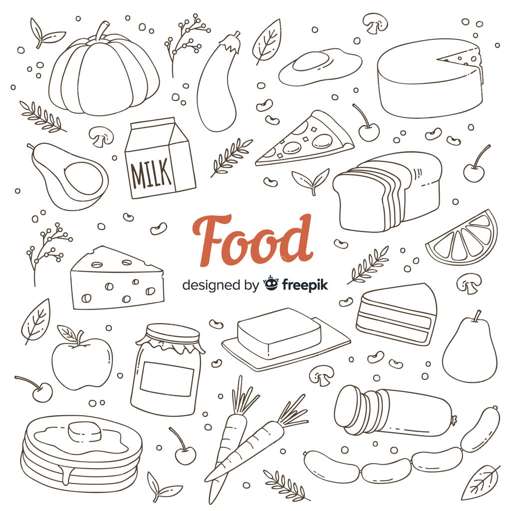 پس‌زمینه نقاشی دستی از خوراکی‌ها