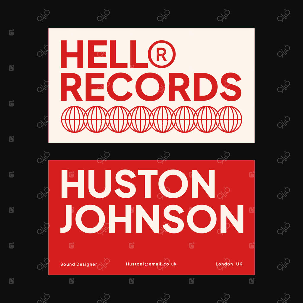 کارت ویزیت با طراحی مسطح و رنگ‌های متضاد بالا