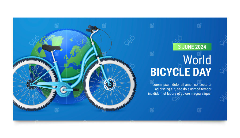 پترن بنر افقی برای جشن روز جهانی دوچرخه‌سواری