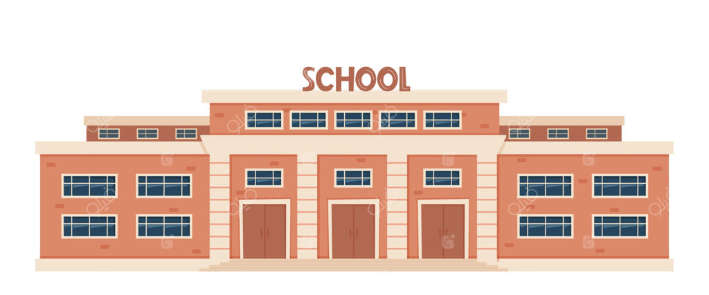 نمای بیرونی مدرسه مدرن: بازگشت به مدرسه. معماری آموزشی و نمای ساختمان دبیرستان با پنجره‌های بزرگ. طراحی برای بروشور، بنر، کارت وکتوری.