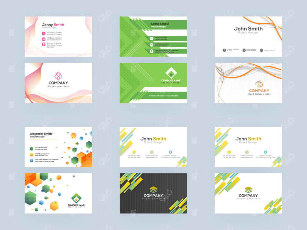 طراحی حرفه‌ای کارت ویزیت با الگوهای انتزاعی.