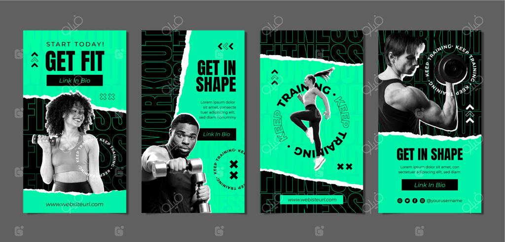 داستان‌های اینستاگرام برای فیتنس و ورزش با طراحی تخت