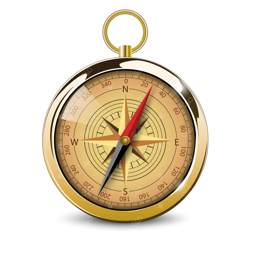 قطب‌نمای قدیمی با تصویر گل‌باد - طرح وکتور.