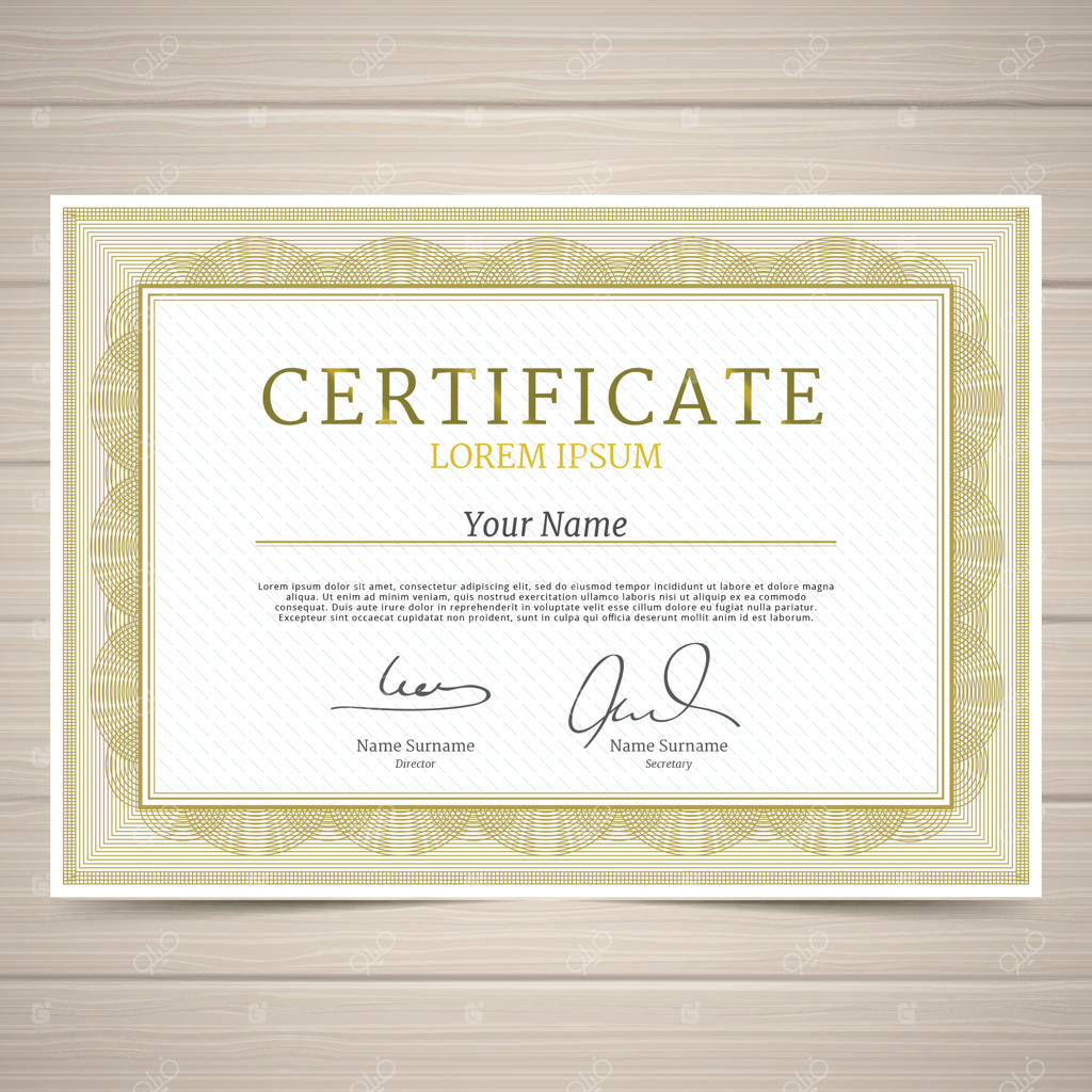 قالب شیک گواهینامه با طراحی طلایی