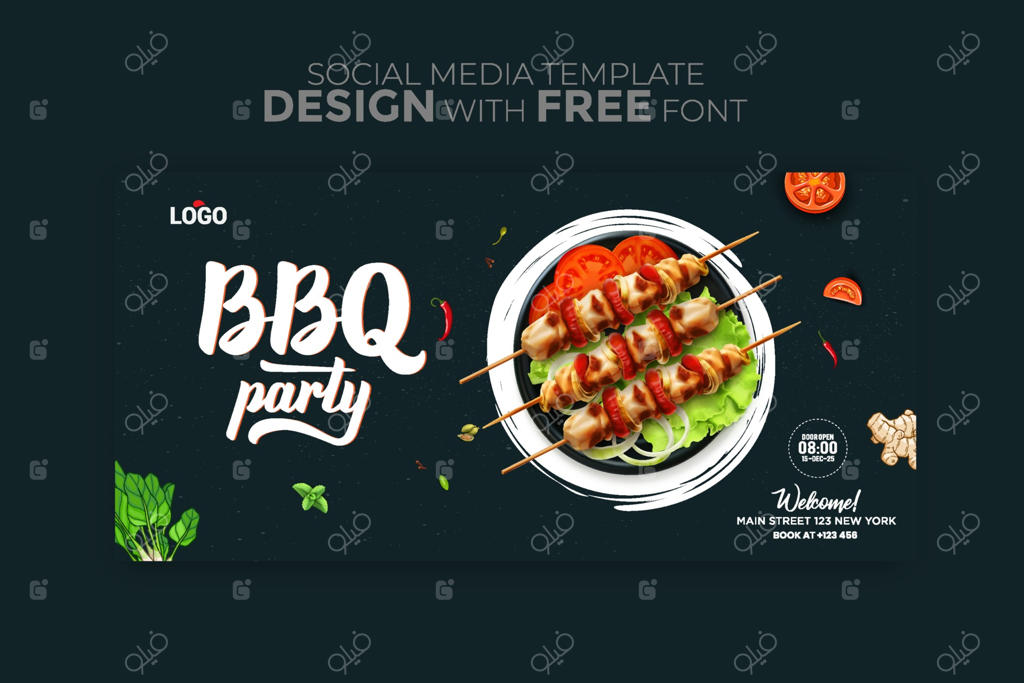 قالب شبکه‌های اجتماعی برای بنر منوی غذا