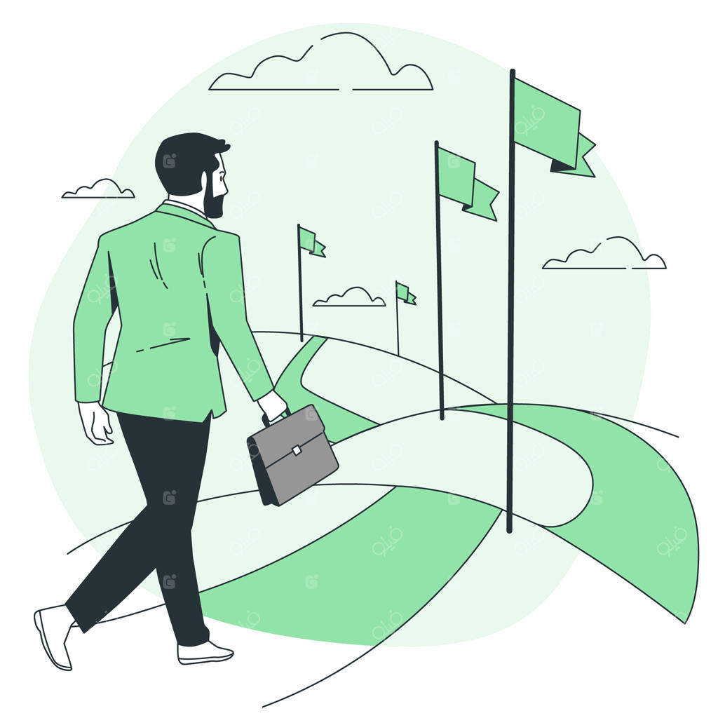 تصویرسازی مفهوم نقاط عطف پروژه‌های کسب‌وکار