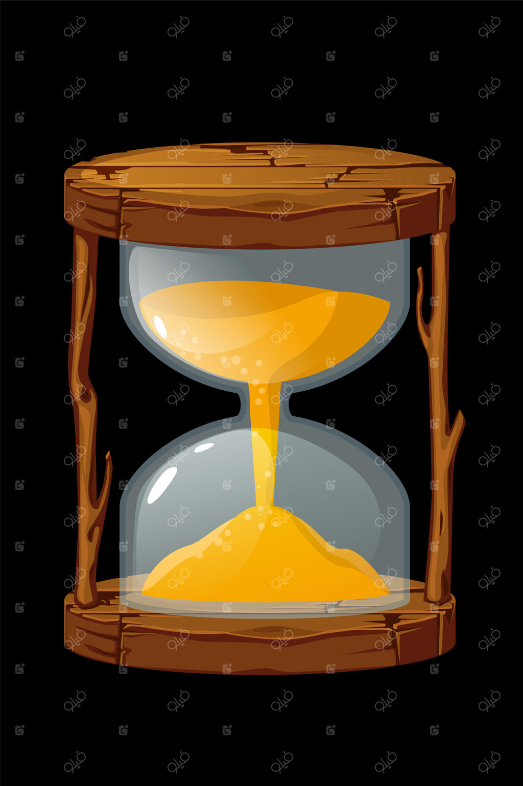 ساعت شنی چوبی قدیمی برای سنجش زمان بازی؛ تصویر وکتور ساعت قهوه‌ای کلاسیک برای رابط کاربری