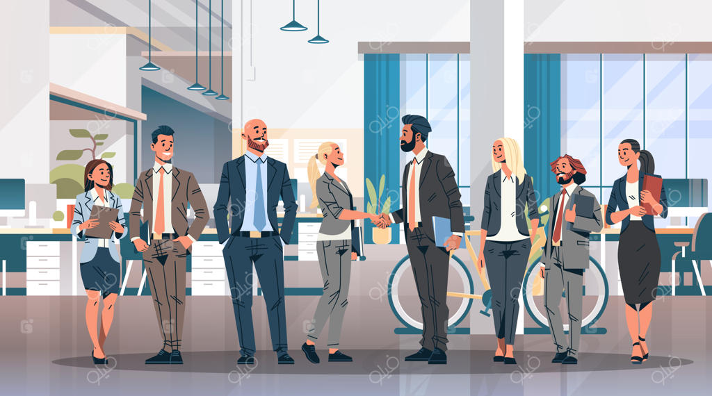 بنر دست دادن گروهی از تجار