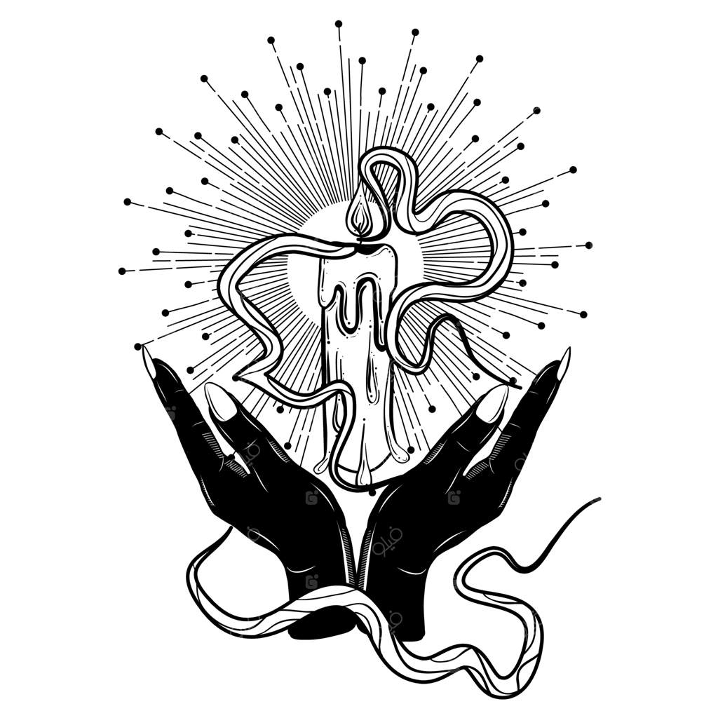 تصویر بوهو با دست‌ها و شمع به سبک هنر تتو