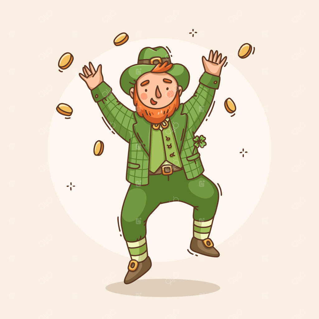 تصویر کارتونی جن و پری ایرلندی دست‌کشیده